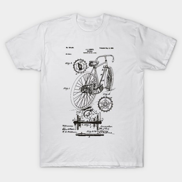 Bicycle Patent Black T-Shirt by Luve